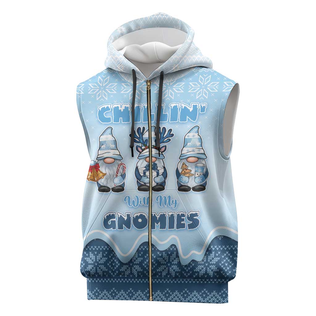 Chillin With My Gnomies Sleeveless Zip Hoodie Merry Christmas - Wonder Print Shop