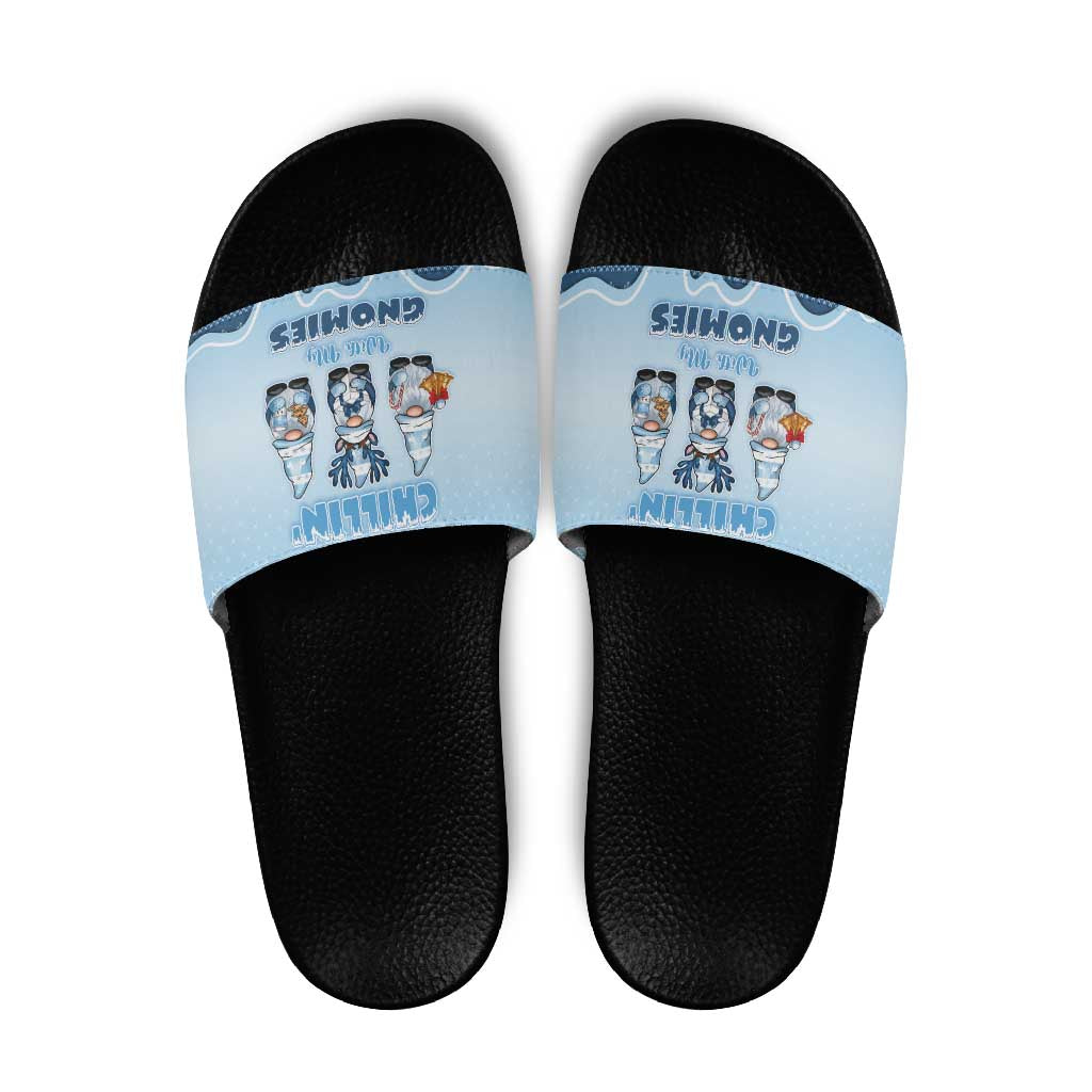 Chillin With My Gnomies Slide Sandals Merry Christmas - Wonder Print Shop