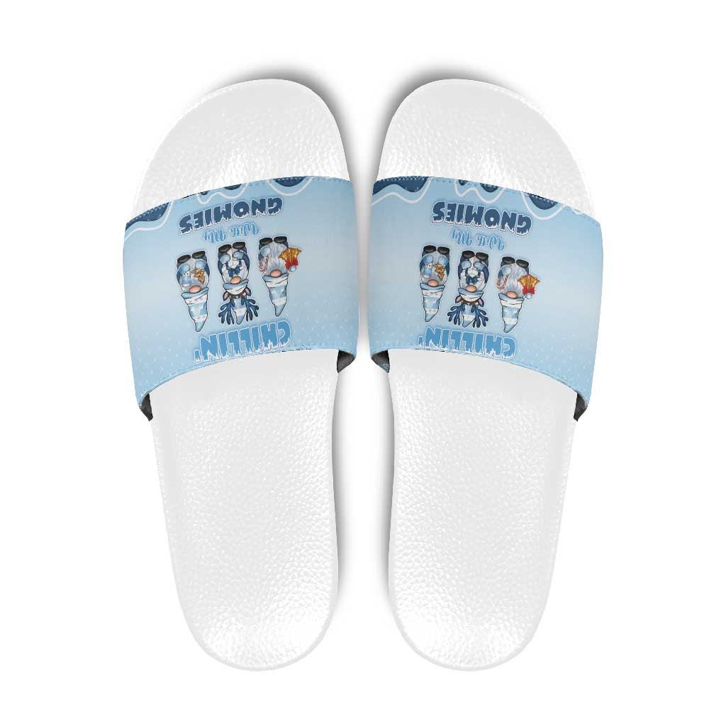 Chillin With My Gnomies Slide Sandals Merry Christmas - Wonder Print Shop