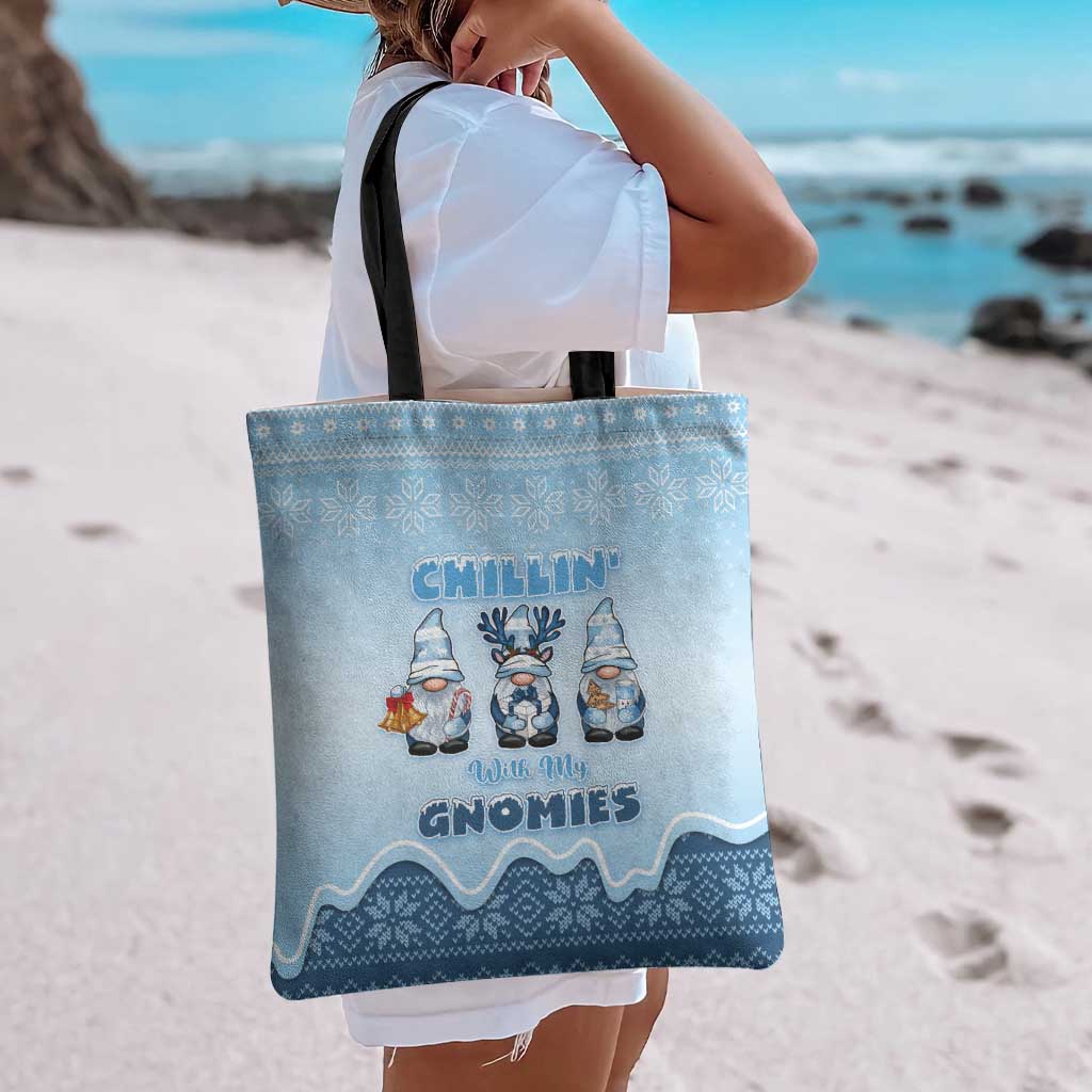 Chillin With My Gnomies Tote Bag Merry Christmas - Wonder Print Shop