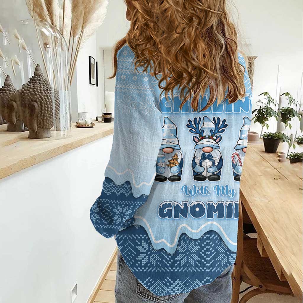 Chillin With My Gnomies Women Casual Shirt Merry Christmas - Wonder Print Shop