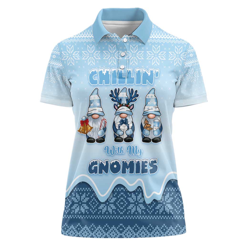 Chillin With My Gnomies Women Polo Shirt Merry Christmas - Wonder Print Shop