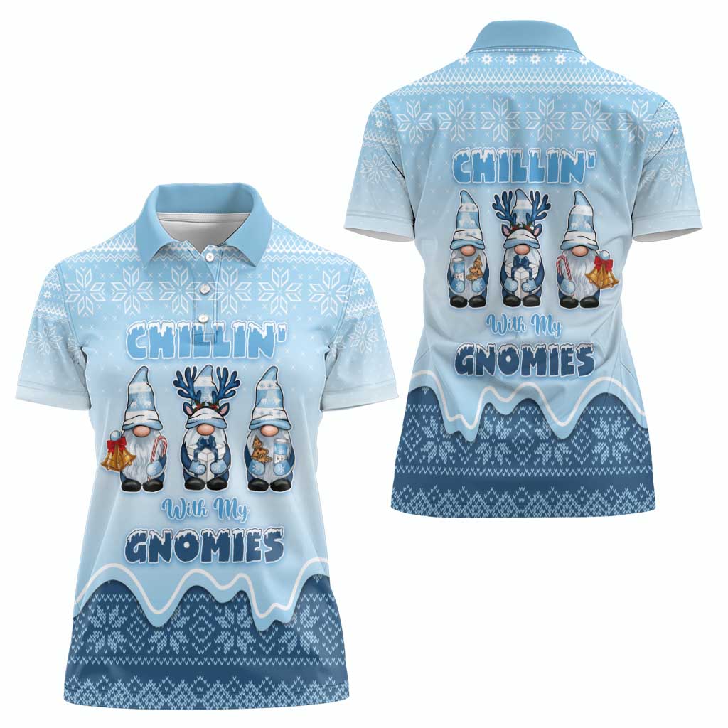 Chillin With My Gnomies Women Polo Shirt Merry Christmas - Wonder Print Shop