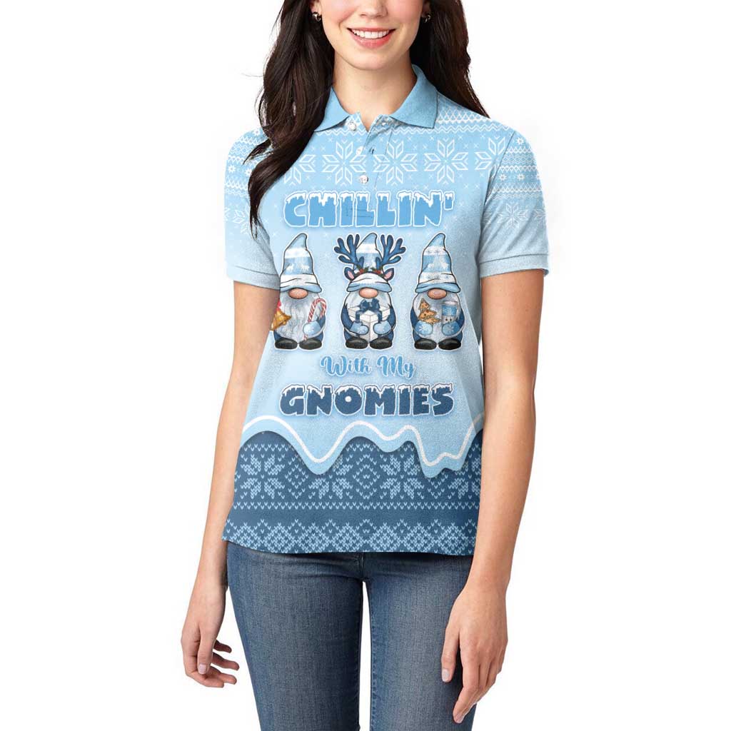 Chillin With My Gnomies Women Polo Shirt Merry Christmas - Wonder Print Shop