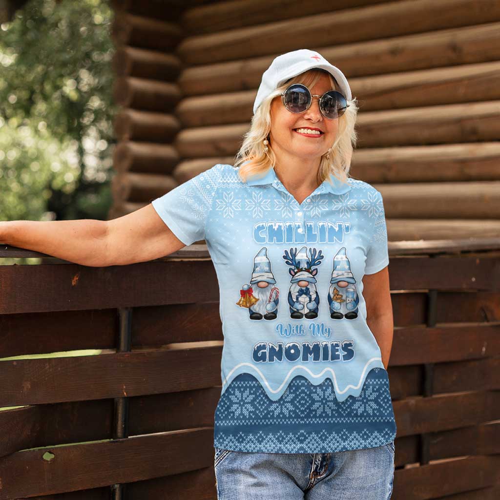 Chillin With My Gnomies Women Polo Shirt Merry Christmas - Wonder Print Shop