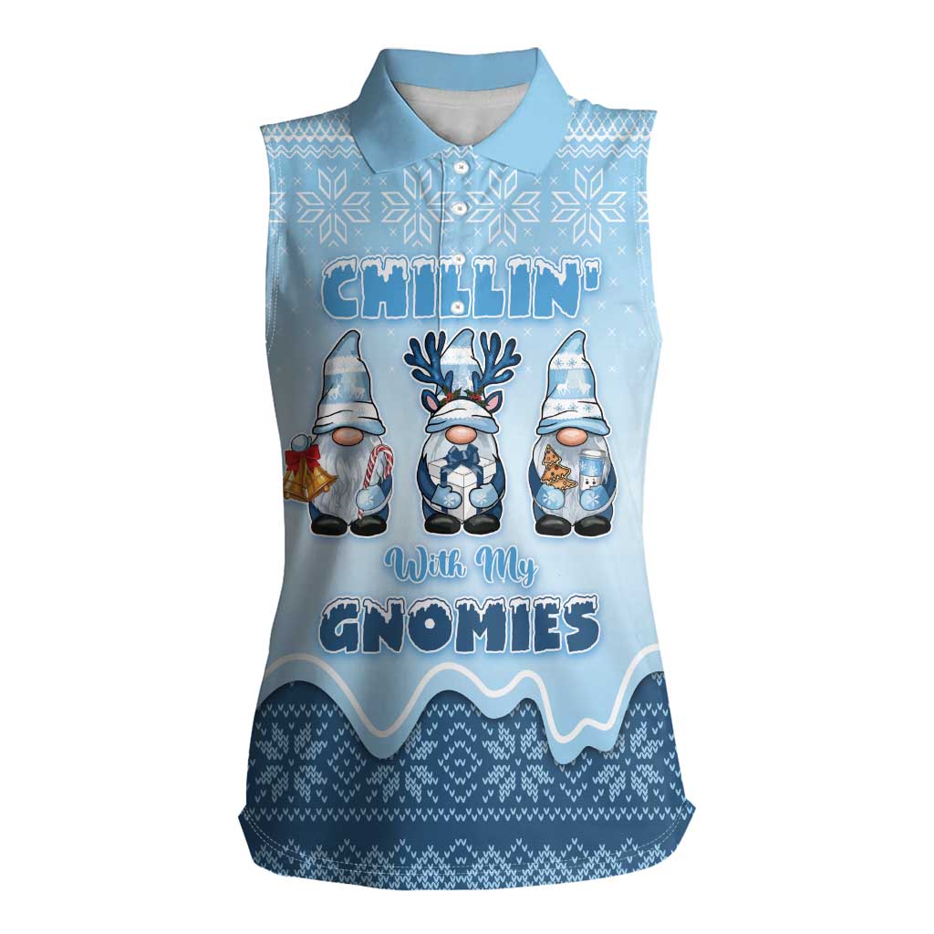 Chillin With My Gnomies Women Sleeveless Polo Shirt Merry Christmas - Wonder Print Shop