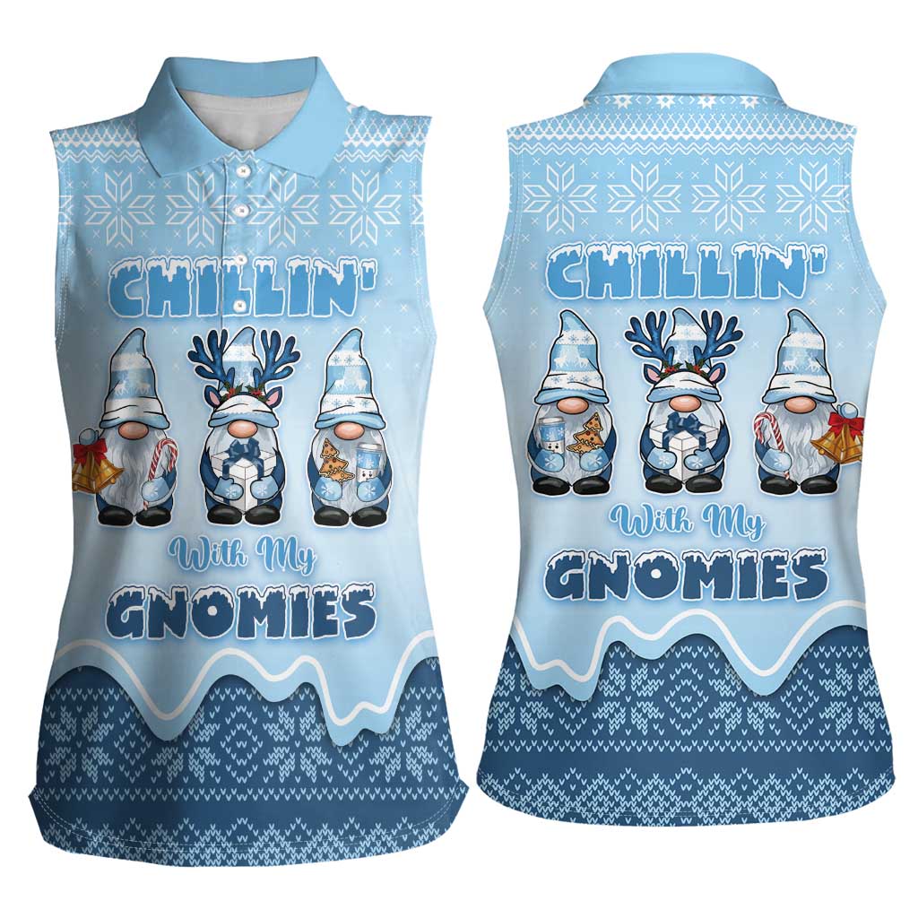 Chillin With My Gnomies Women Sleeveless Polo Shirt Merry Christmas - Wonder Print Shop