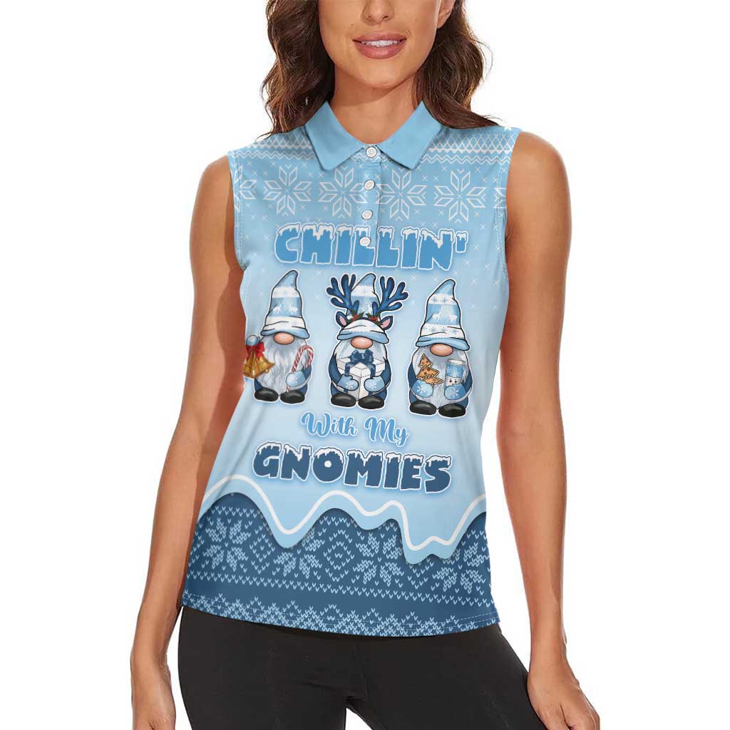 Chillin With My Gnomies Women Sleeveless Polo Shirt Merry Christmas - Wonder Print Shop