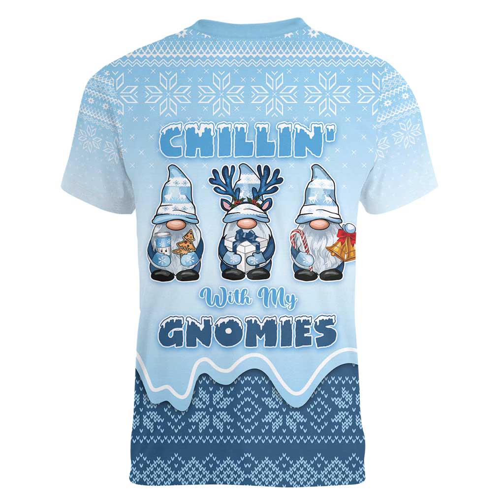 Chillin With My Gnomies Women V-Neck T-Shirt Merry Christmas - Wonder Print Shop
