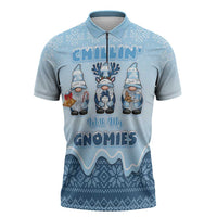 Chillin With My Gnomies Zipper Polo Shirt Merry Christmas - Wonder Print Shop