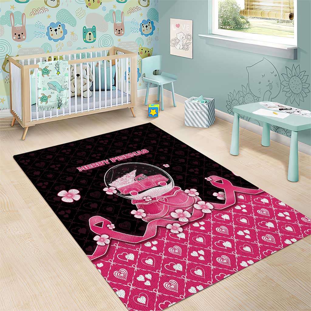 Breast Cancer Christmas Area Rug Merry Pinkmas - Wonder Print Shop