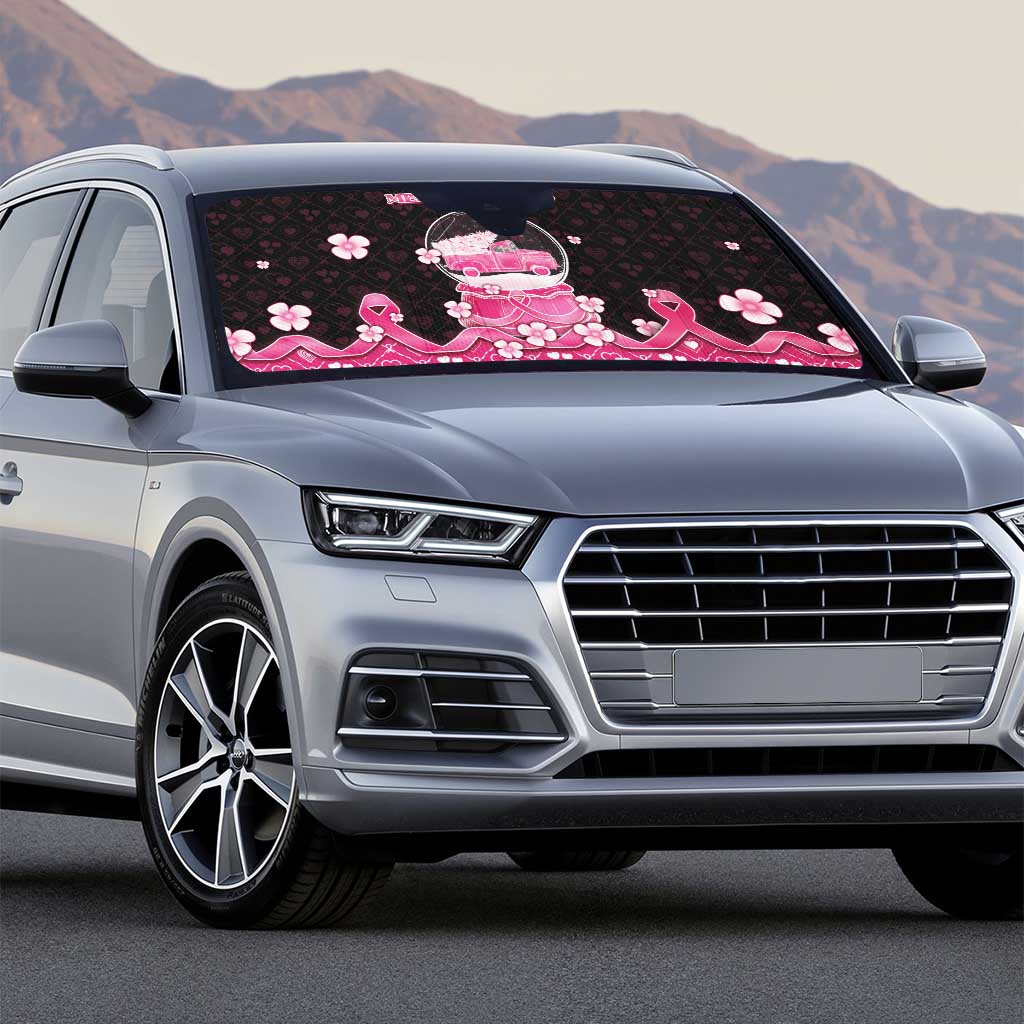 Breast Cancer Christmas Auto Sun Shade Merry Pinkmas - Wonder Print Shop