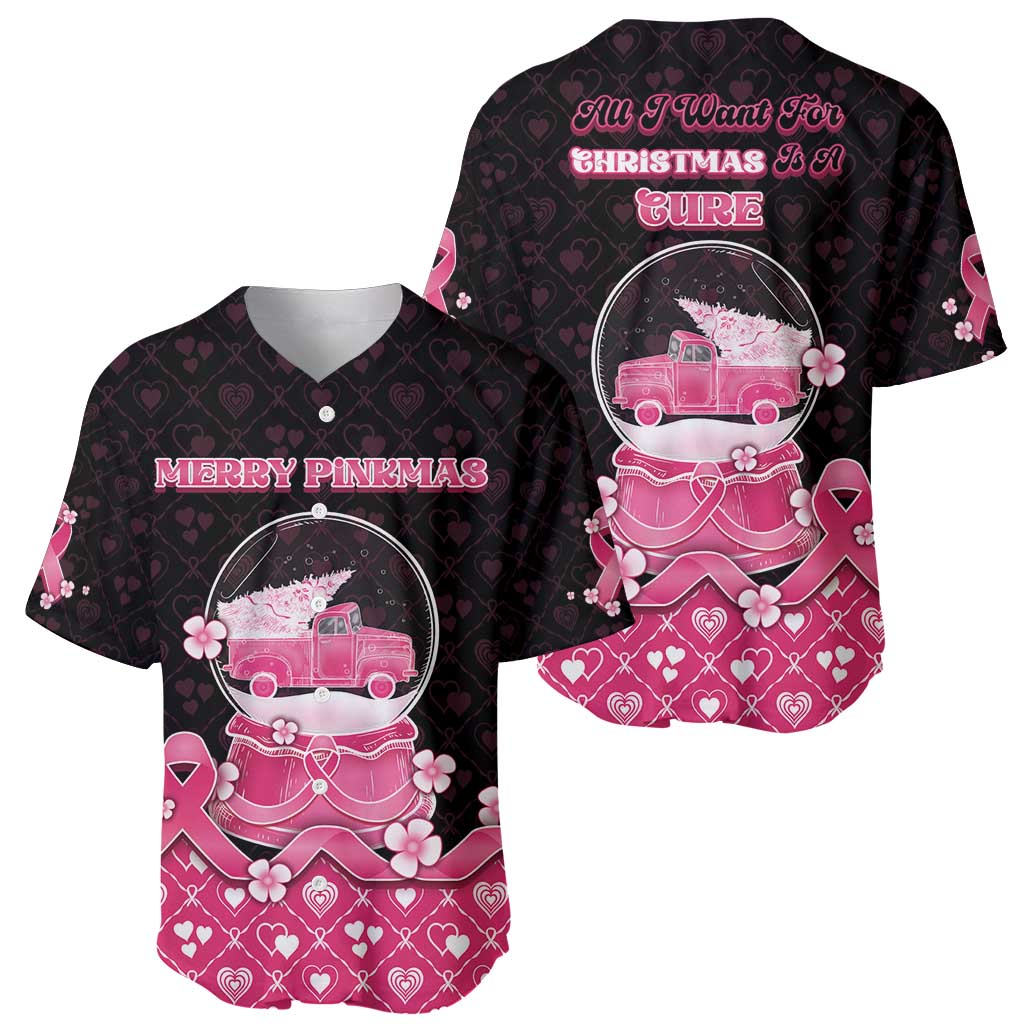 Breast Cancer Christmas Baseball Jersey Merry Pinkmas - Wonder Print Shop