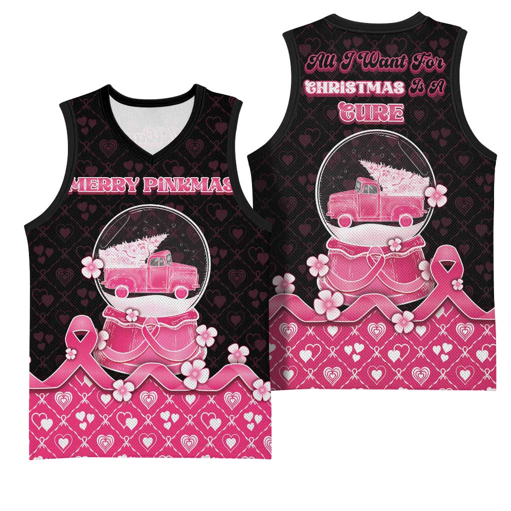 Breast Cancer Christmas Basketball Jersey Merry Pinkmas - Wonder Print Shop