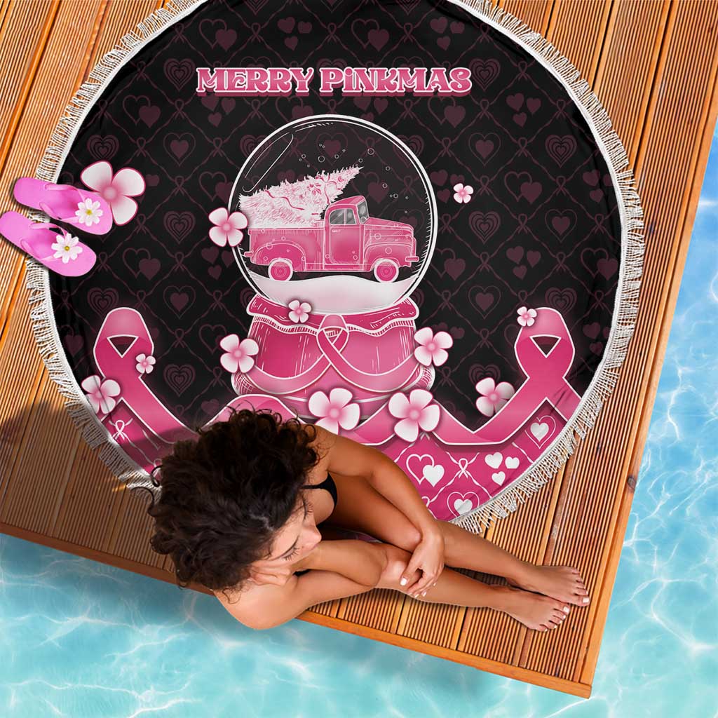 Breast Cancer Christmas Beach Blanket Merry Pinkmas - Wonder Print Shop