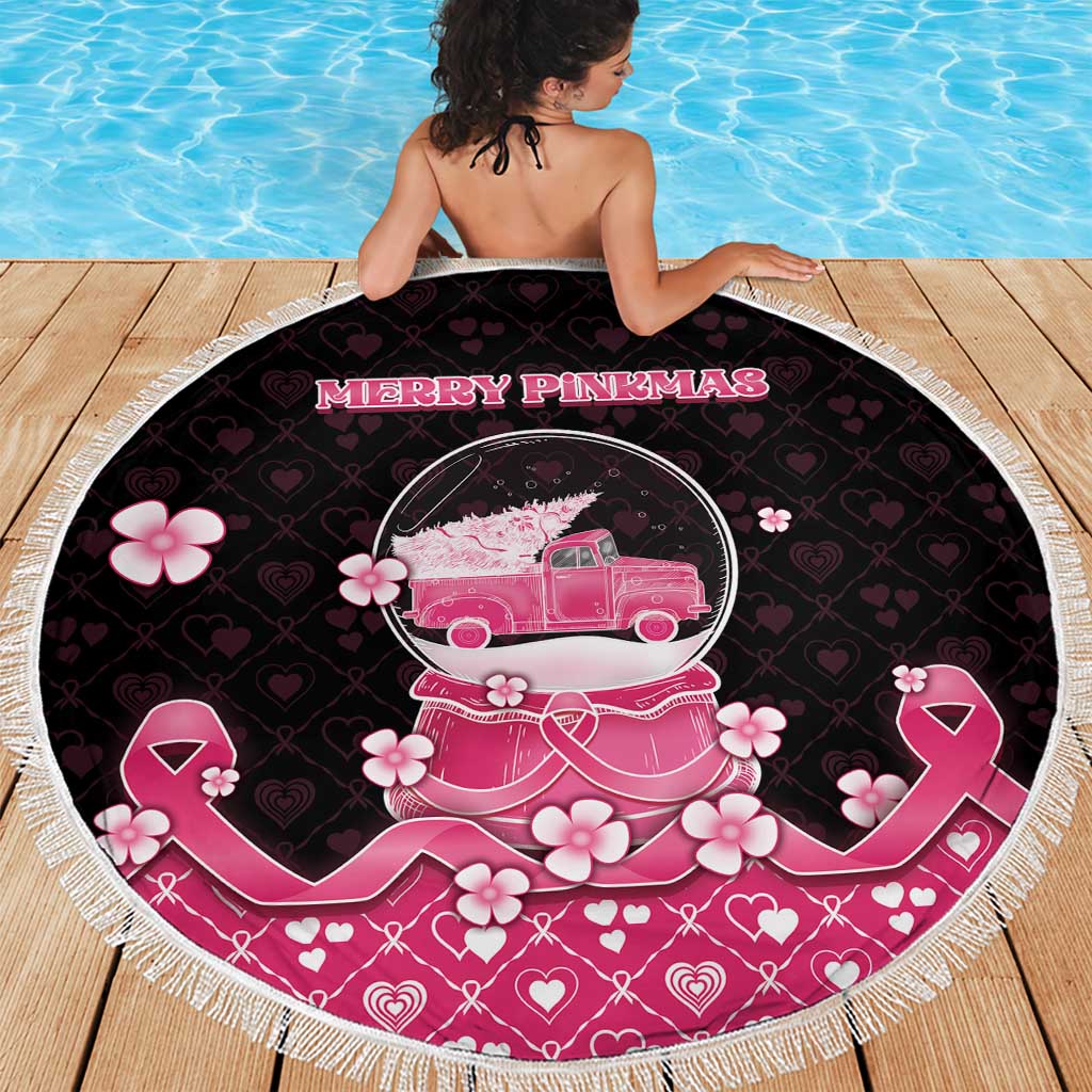Breast Cancer Christmas Beach Blanket Merry Pinkmas - Wonder Print Shop