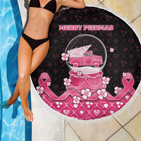 Breast Cancer Christmas Beach Blanket Merry Pinkmas - Wonder Print Shop