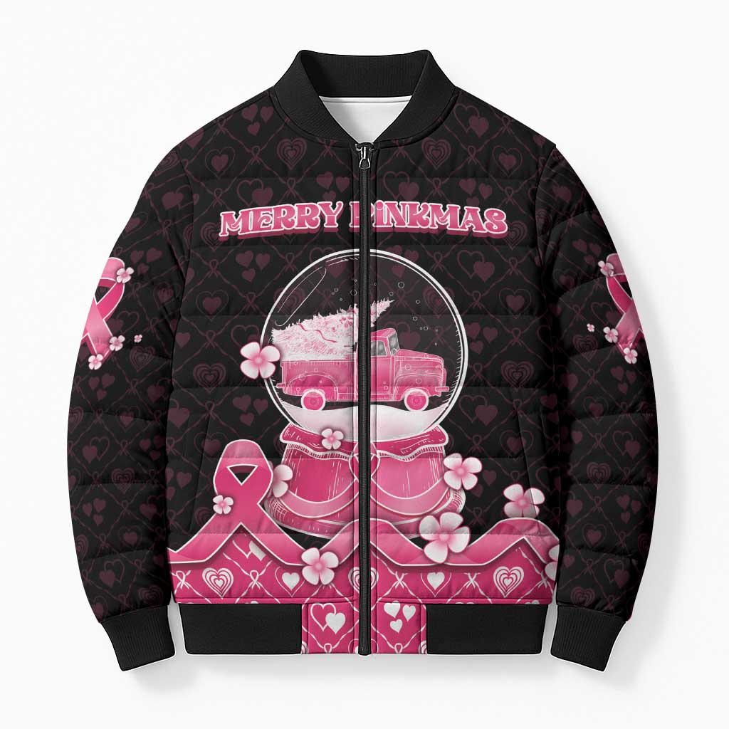 Breast Cancer Christmas Bomber Puffer Jacket Merry Pinkmas - Wonder Print Shop