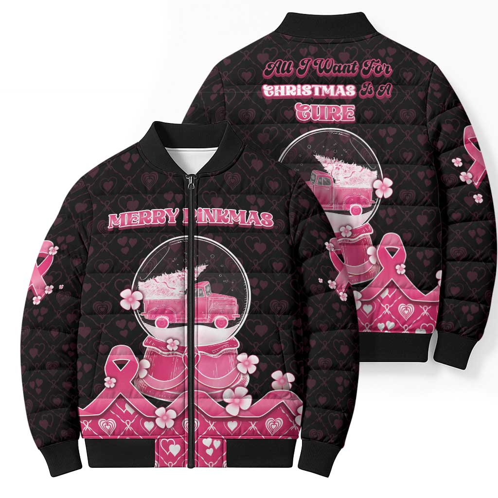 Breast Cancer Christmas Bomber Puffer Jacket Merry Pinkmas - Wonder Print Shop
