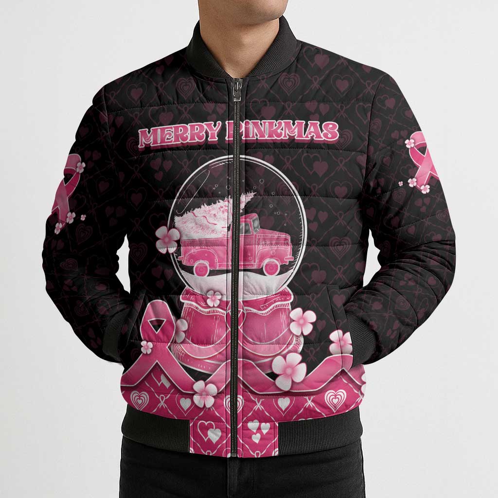 Breast Cancer Christmas Bomber Puffer Jacket Merry Pinkmas - Wonder Print Shop