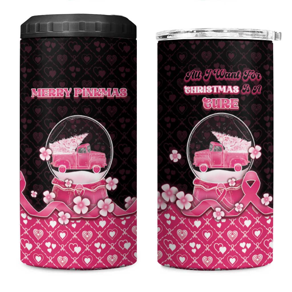 Breast Cancer Christmas 4 in 1 Can Cooler Tumbler Merry Pinkmas - Wonder Print Shop