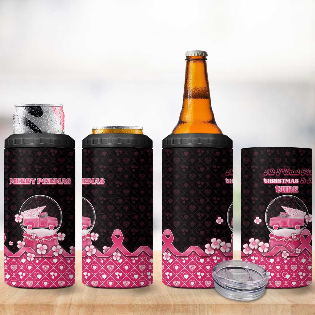 Breast Cancer Christmas 4 in 1 Can Cooler Tumbler Merry Pinkmas - Wonder Print Shop
