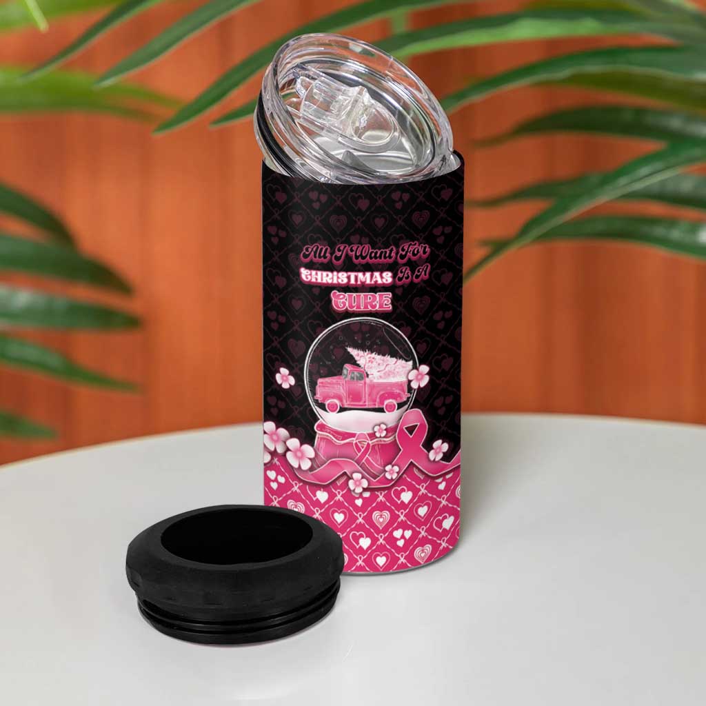 Breast Cancer Christmas 4 in 1 Can Cooler Tumbler Merry Pinkmas - Wonder Print Shop