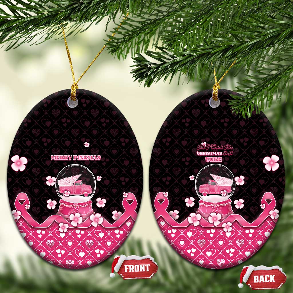 Breast Cancer Christmas Ceramic Ornament Merry Pinkmas - Wonder Print Shop