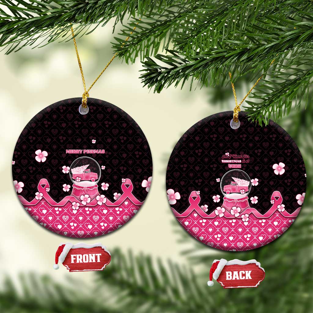 Breast Cancer Christmas Ceramic Ornament Merry Pinkmas - Wonder Print Shop