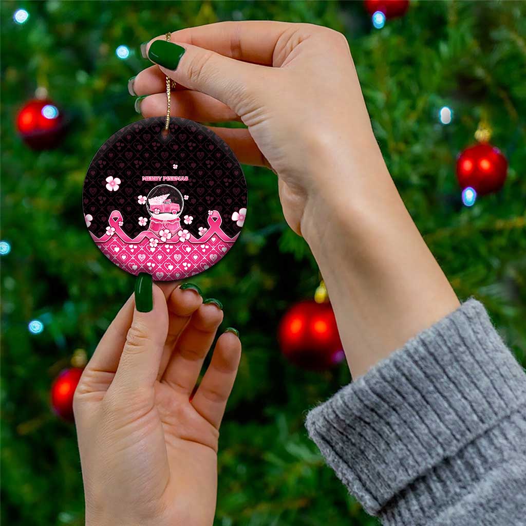 Breast Cancer Christmas Ceramic Ornament Merry Pinkmas - Wonder Print Shop