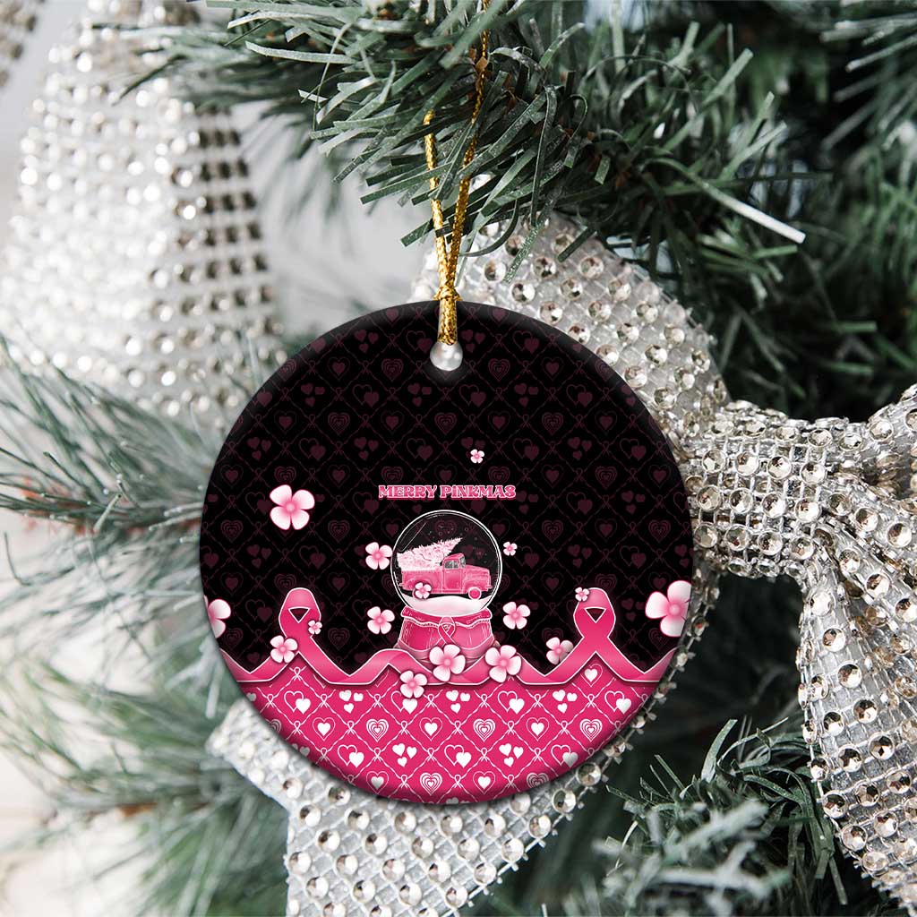 Breast Cancer Christmas Ceramic Ornament Merry Pinkmas - Wonder Print Shop