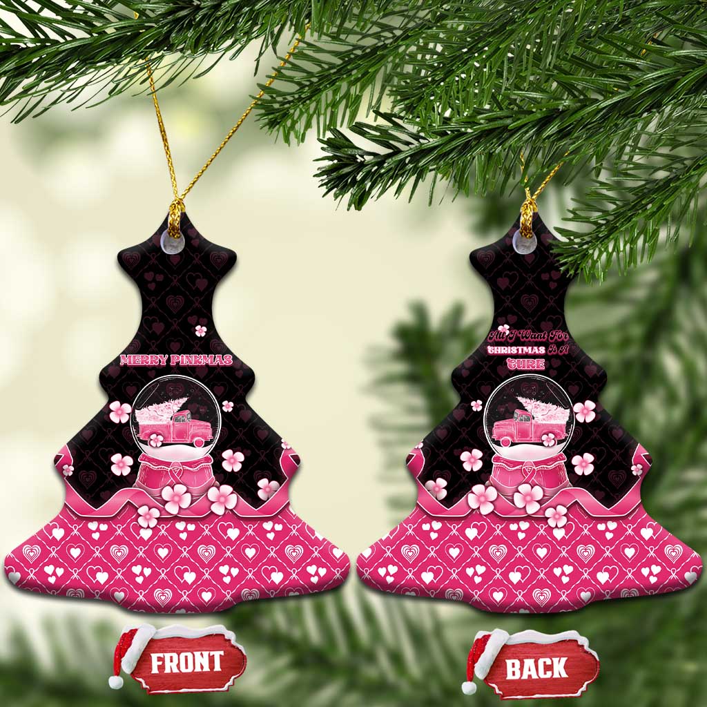 Breast Cancer Christmas Ceramic Ornament Merry Pinkmas - Wonder Print Shop