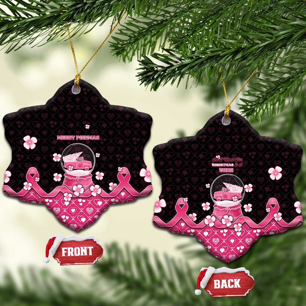 Breast Cancer Christmas Ceramic Ornament Merry Pinkmas - Wonder Print Shop