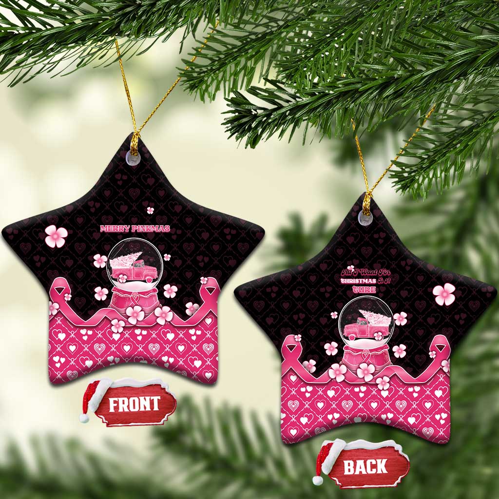 Breast Cancer Christmas Ceramic Ornament Merry Pinkmas - Wonder Print Shop