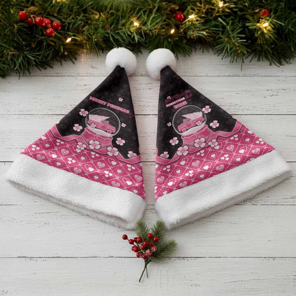 Breast Cancer Christmas Santa Hat Merry Pinkmas - Wonder Print Shop