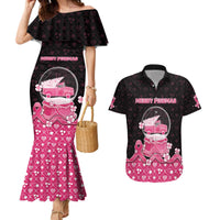 Breast Cancer Christmas Couples Matching Mermaid Dress and Hawaiian Shirt Merry Pinkmas - Wonder Print Shop