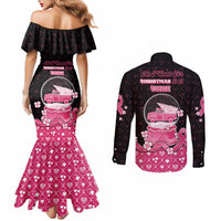 Breast Cancer Christmas Couples Matching Mermaid Dress and Long Sleeve Button Shirt Merry Pinkmas - Wonder Print Shop