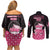 Breast Cancer Christmas Couples Matching Off Shoulder Short Dress and Long Sleeve Button Shirt Merry Pinkmas - Wonder Print Shop