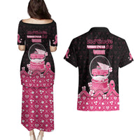 Breast Cancer Christmas Couples Matching Puletasi and Hawaiian Shirt Merry Pinkmas - Wonder Print Shop