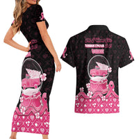 Breast Cancer Christmas Couples Matching Short Sleeve Bodycon Dress and Hawaiian Shirt Merry Pinkmas - Wonder Print Shop