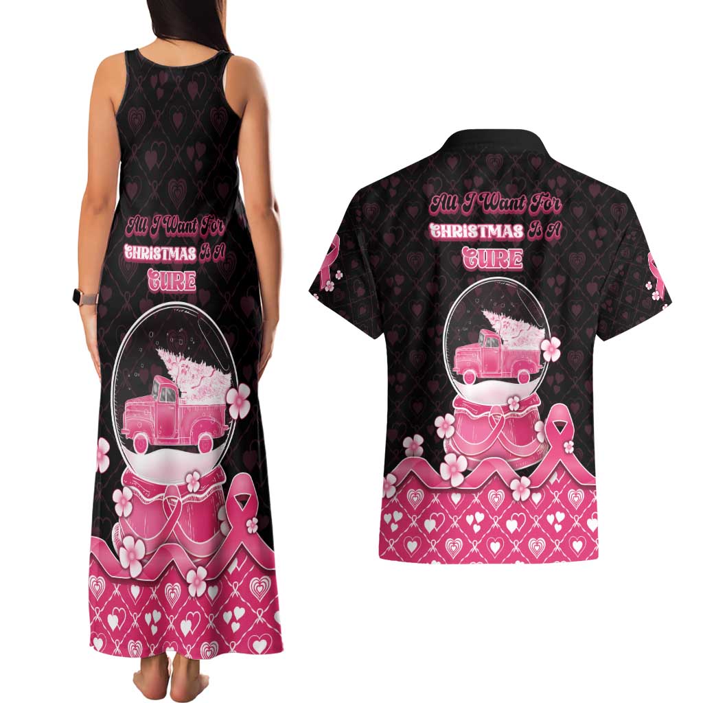 Breast Cancer Christmas Couples Matching Tank Maxi Dress and Hawaiian Shirt Merry Pinkmas - Wonder Print Shop