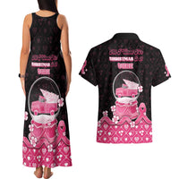 Breast Cancer Christmas Couples Matching Tank Maxi Dress and Hawaiian Shirt Merry Pinkmas - Wonder Print Shop
