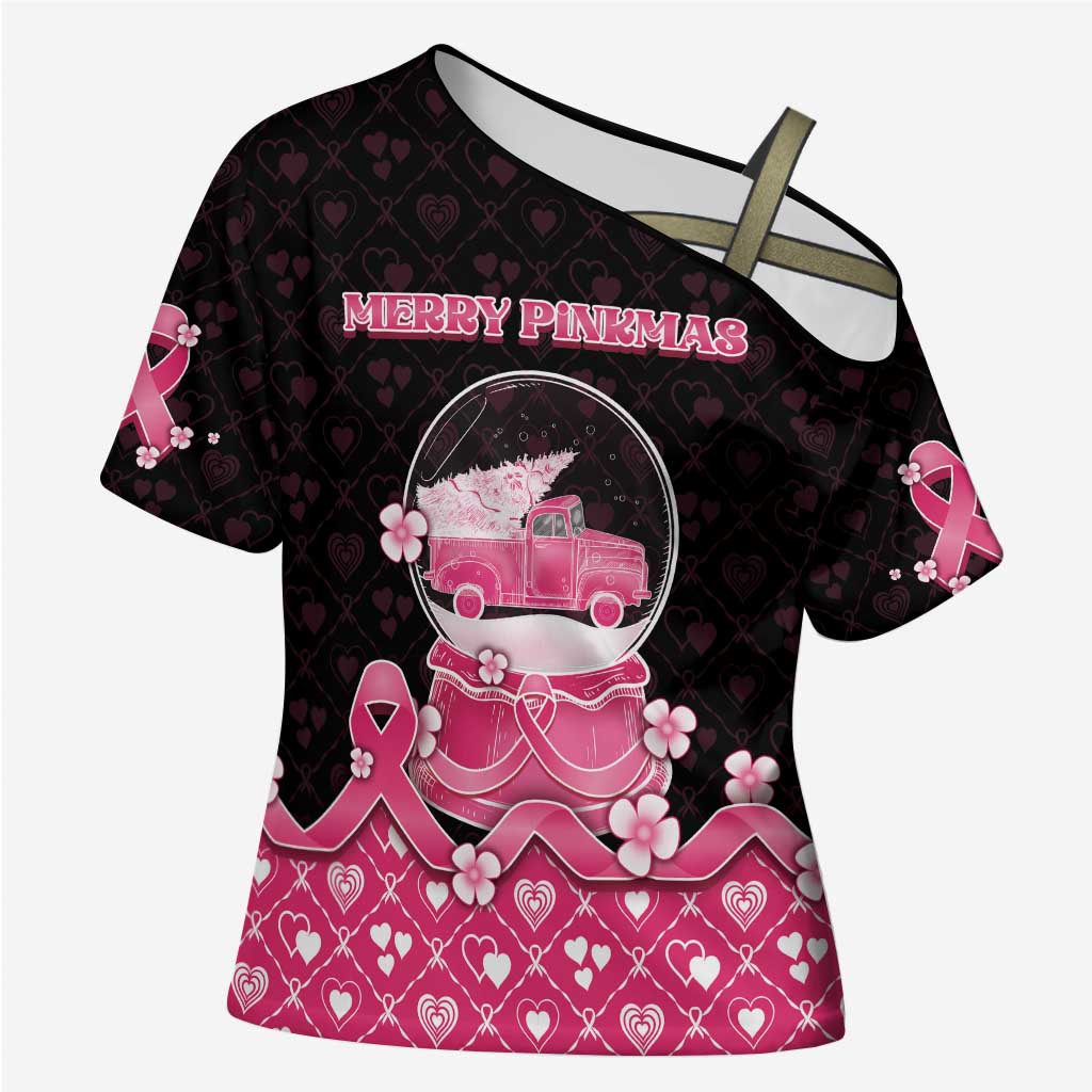 Breast Cancer Christmas Cross Shoulder Shirt Merry Pinkmas - Wonder Print Shop