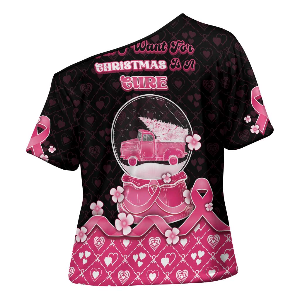 Breast Cancer Christmas Cross Shoulder Shirt Merry Pinkmas - Wonder Print Shop