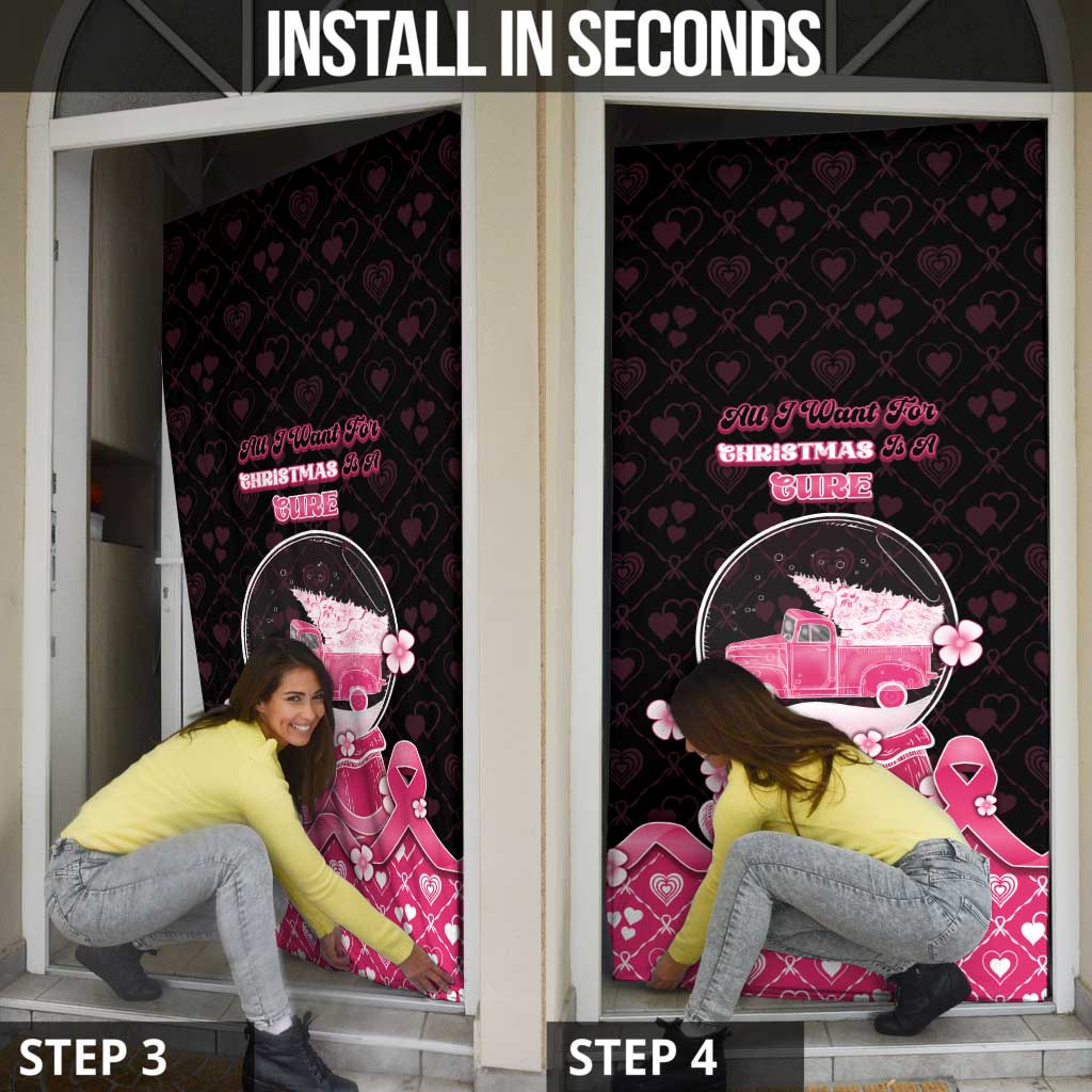 Breast Cancer Christmas Door Cover Merry Pinkmas - Wonder Print Shop