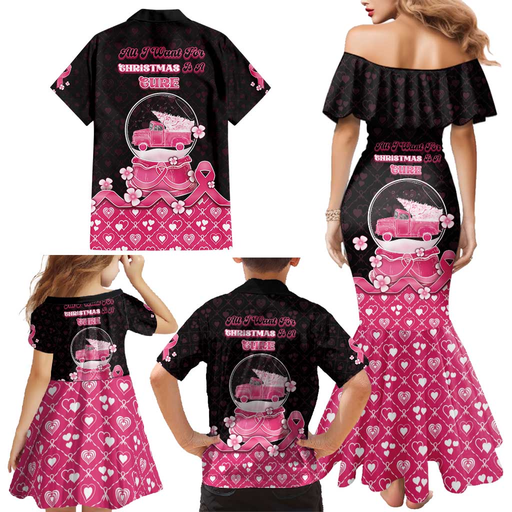 Breast Cancer Christmas Family Matching Mermaid Dress and Hawaiian Shirt Merry Pinkmas - Wonder Print Shop