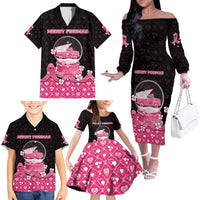 Breast Cancer Christmas Family Matching Off The Shoulder Long Sleeve Dress and Hawaiian Shirt Merry Pinkmas - Wonder Print Shop
