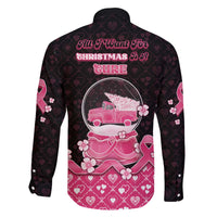 Breast Cancer Christmas Family Matching Off The Shoulder Long Sleeve Dress and Hawaiian Shirt Merry Pinkmas - Wonder Print Shop