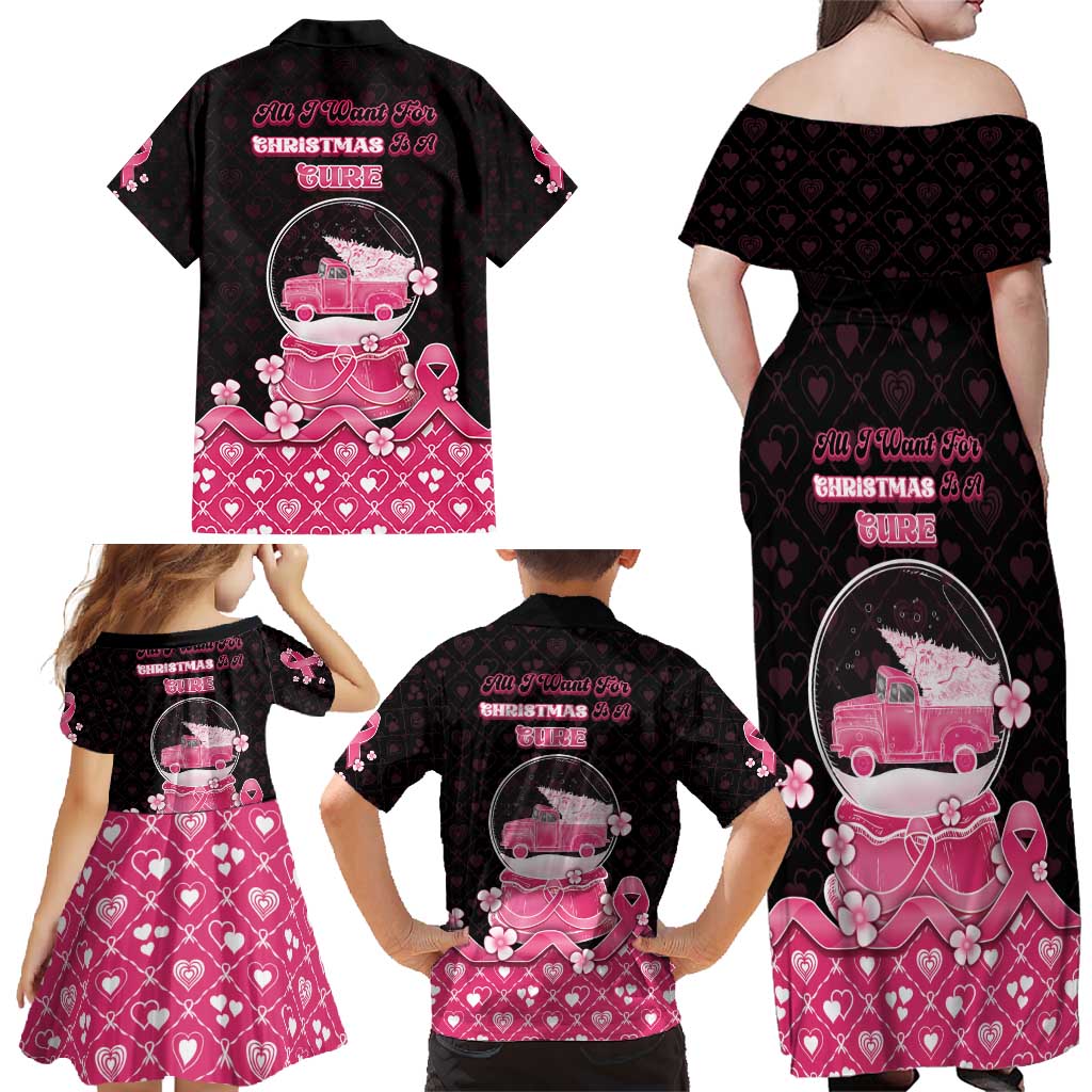 Breast Cancer Christmas Family Matching Off Shoulder Maxi Dress and Hawaiian Shirt Merry Pinkmas - Wonder Print Shop