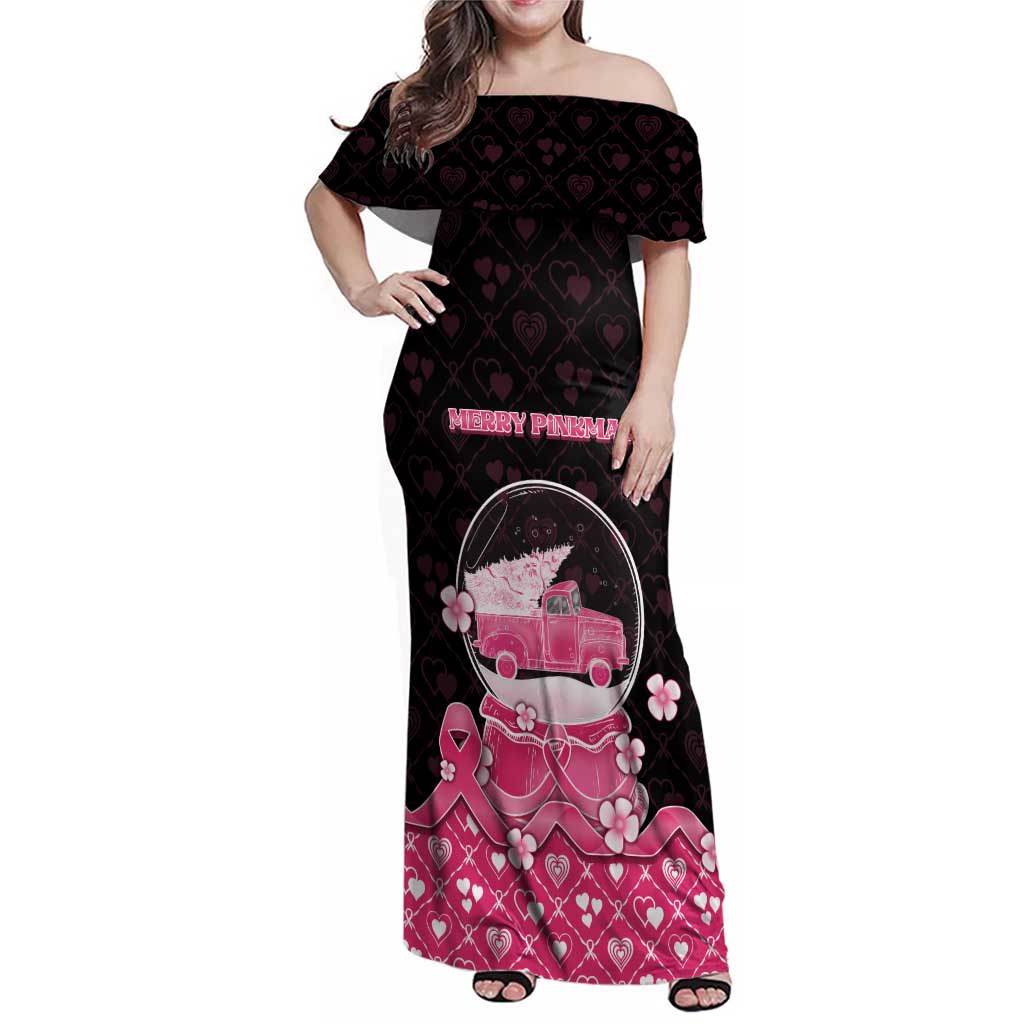Breast Cancer Christmas Family Matching Off Shoulder Maxi Dress and Hawaiian Shirt Merry Pinkmas - Wonder Print Shop